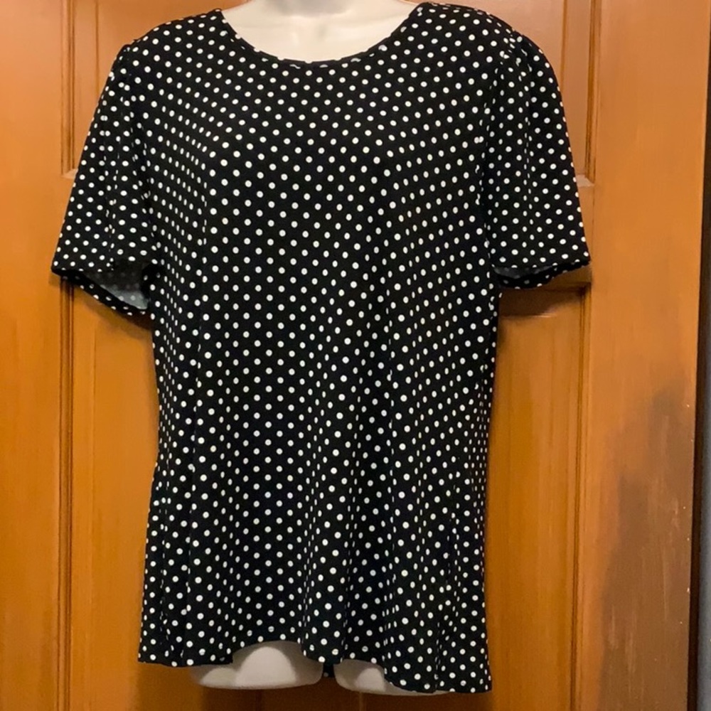 Philosophy blk & wht polka dots blouse